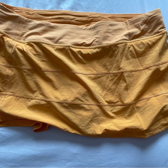 Lululemon Golden-Yellow Orange Skirt with Built-In Shorts, Size 14 - Picture 4 of 4